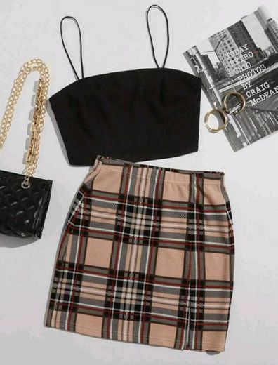 Conjunto saia e cropped