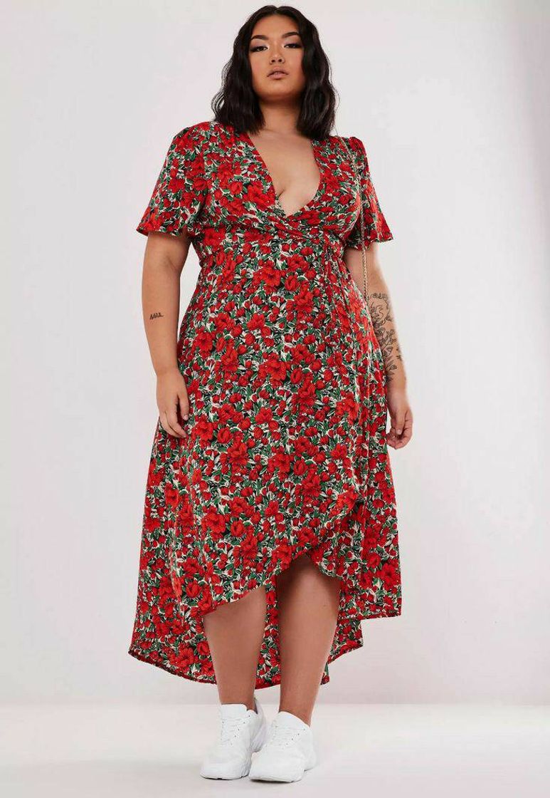 Moda Vestido Florido Plus Size