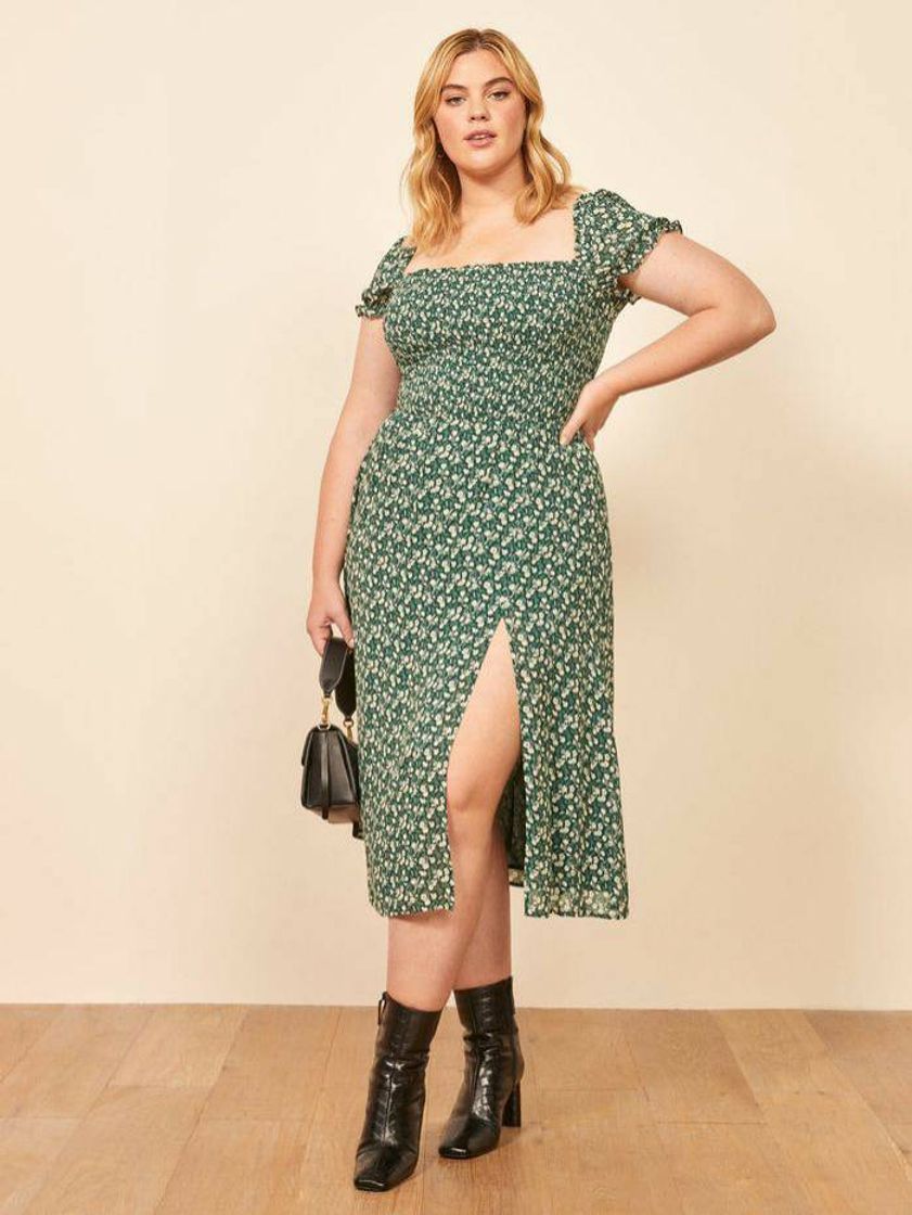 Moda Vestido Verde Vintage Plus Size