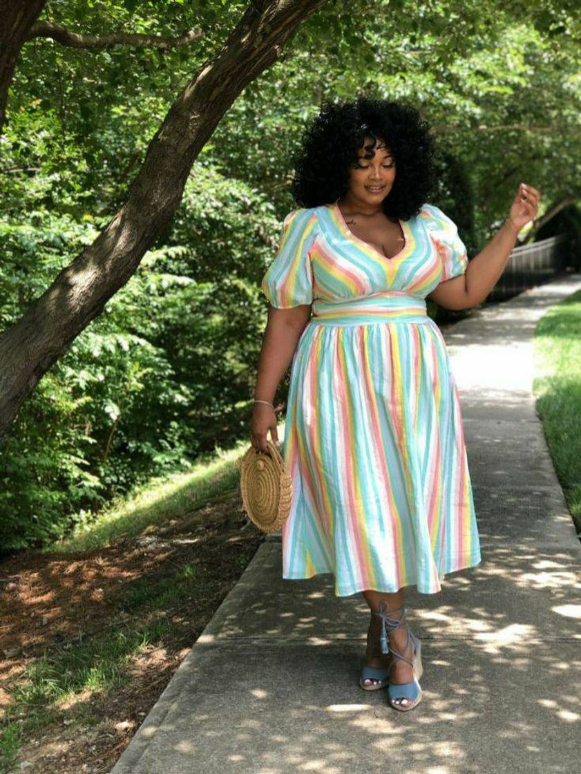 Moda Vestido Colorido Plus Size