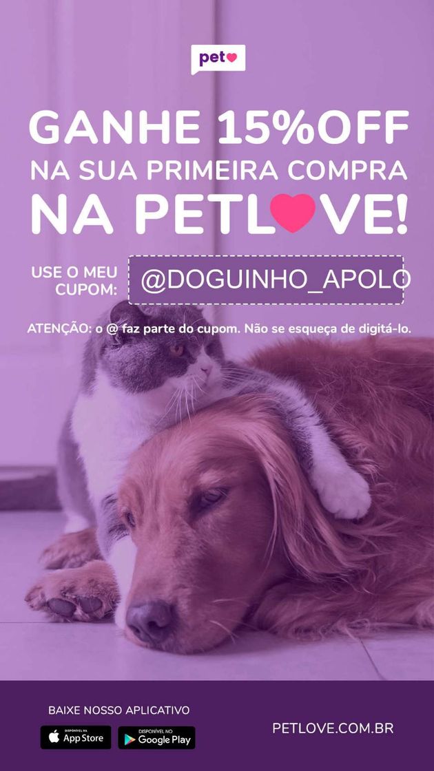 Moda 15 % de desconto na sua primeira na Pet love