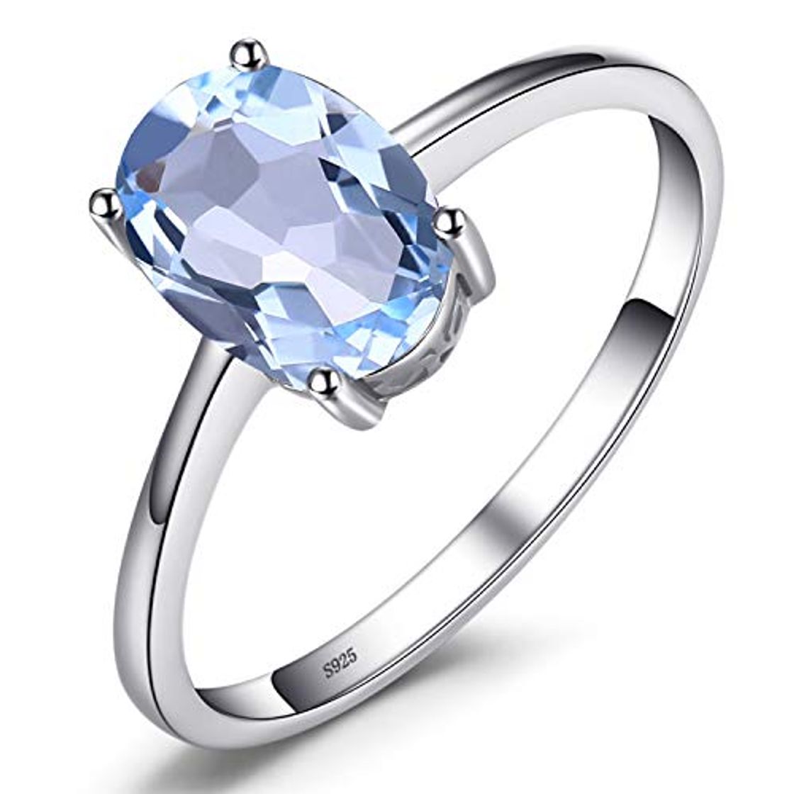 Place JewelryPalace Anillo de Compromiso Solitario 1.5ct Oval Genuino Topacio azul cielo Natural