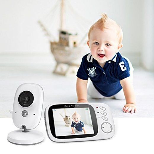 GHB Vigilabebés Inalambrico Bebé Monitor Inteligente con LCD 3.2" y Cámara Visión