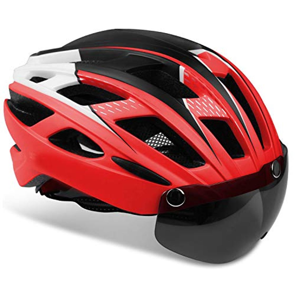 Social KINGLEAD Casco de Bicicleta con Luz de Seguridad y Visera de Protección