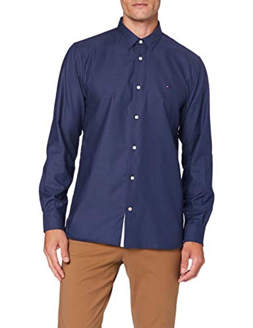 Moda Tommy Hilfiger Flex Two Tone Dobby Shirt Camisa, Azul