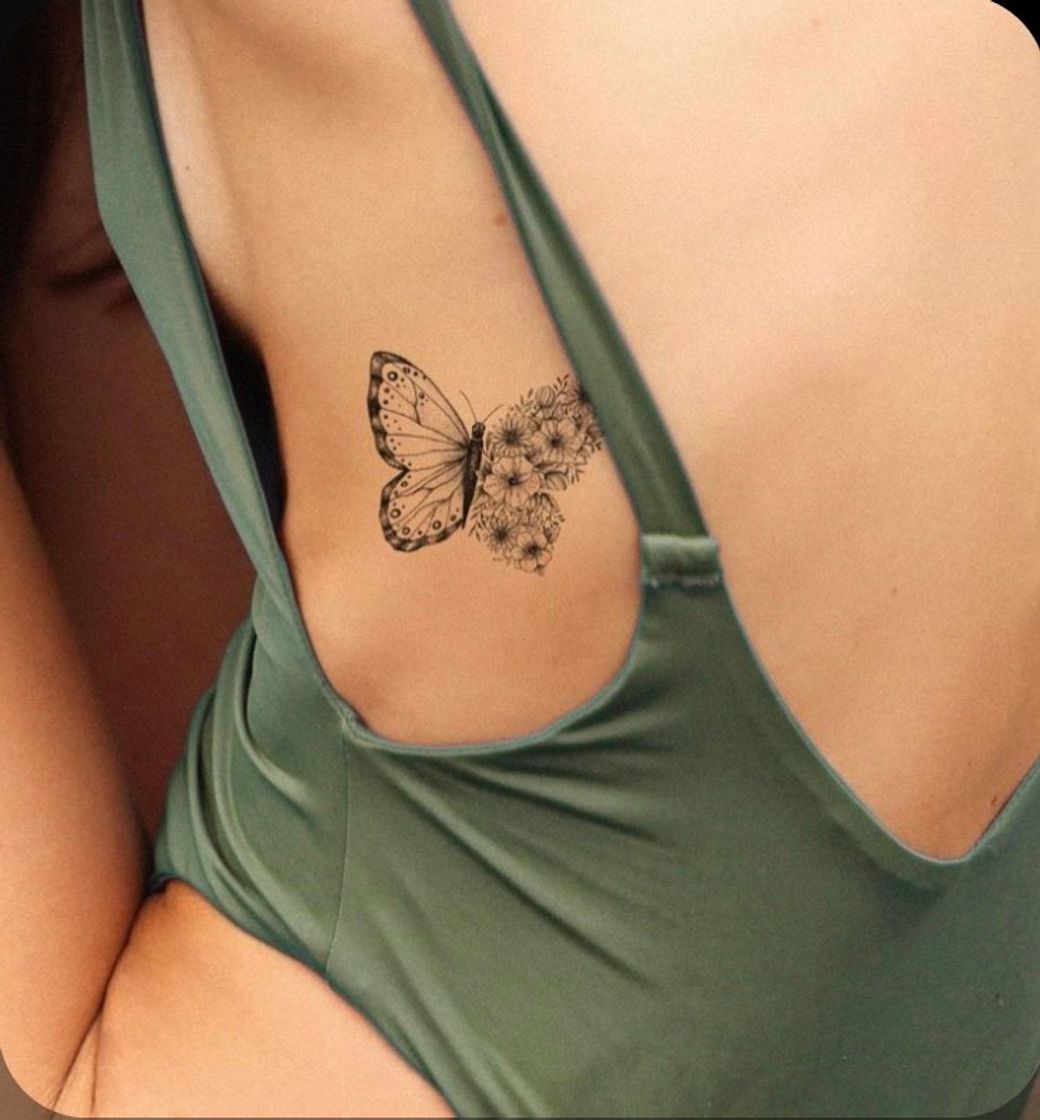 Fashion Tatuagem borboleta e flores