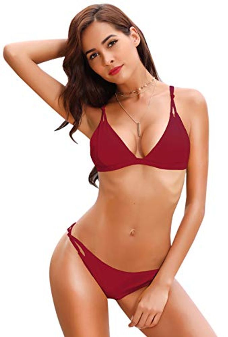 Fashion SHEKINI Conjunto de Bikini Sexy para Mujer Sujetador Triángulo Ajustable Tops y