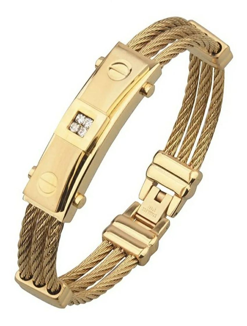 Fashion Bracelete Pulseira Banhada A Ouro 18k Masculina 