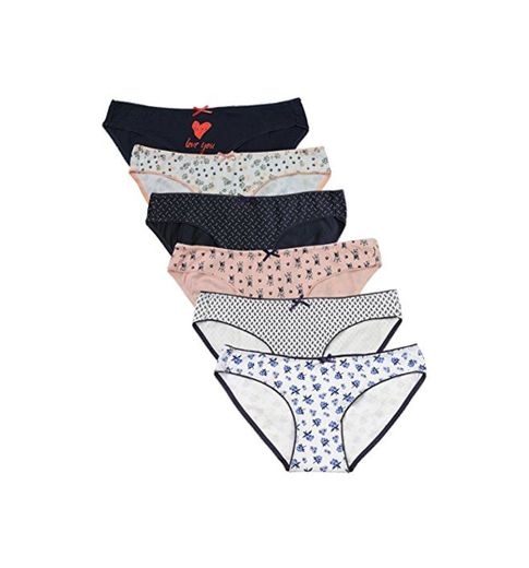 ABClothing 6 Pack Hipster Cotton Panties