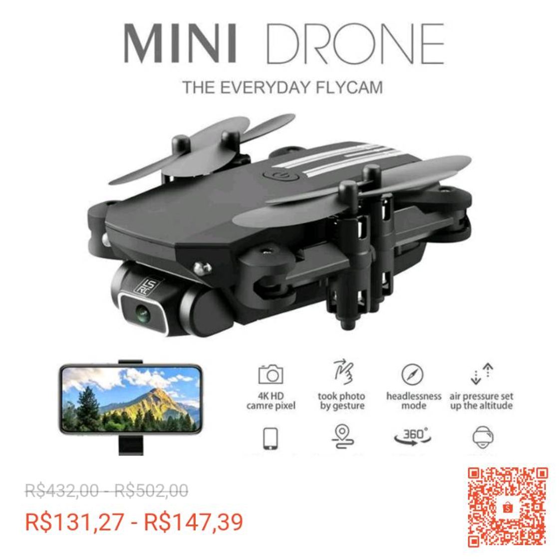 Fashion Drone Wifi 480p / 1080p / 4k Com Controle Remoto / Câmera Es