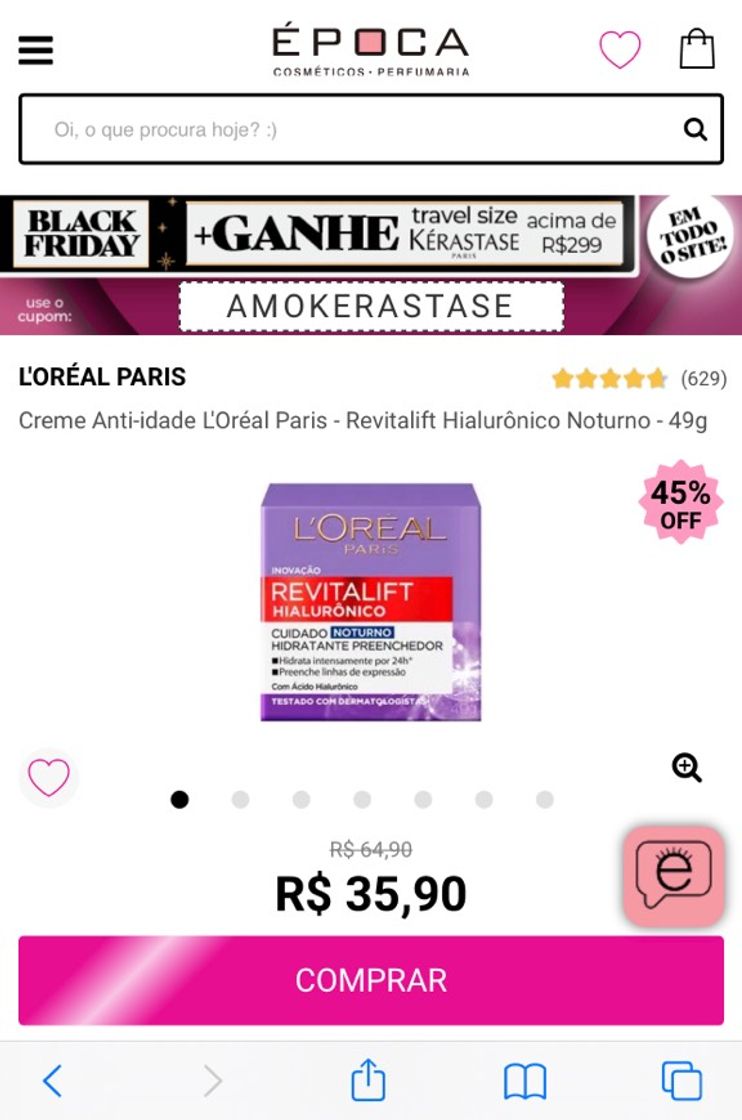 Fashion Creme Anti-idade L'Oréal Paris - Revitalift Hialurônico Noturno ...