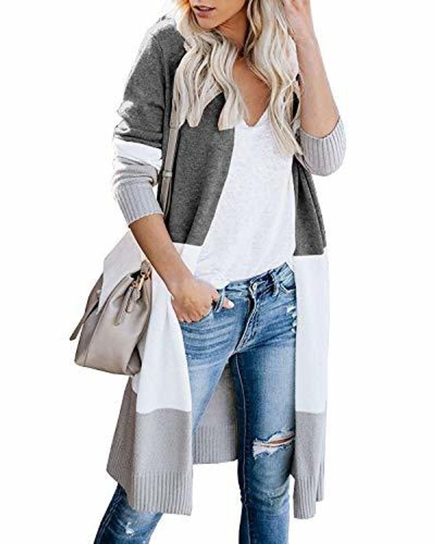 Social ABINGOO Mujeres Cárdigan Manga Larga Chaqueta de Punto Jersey de Suelta Punto