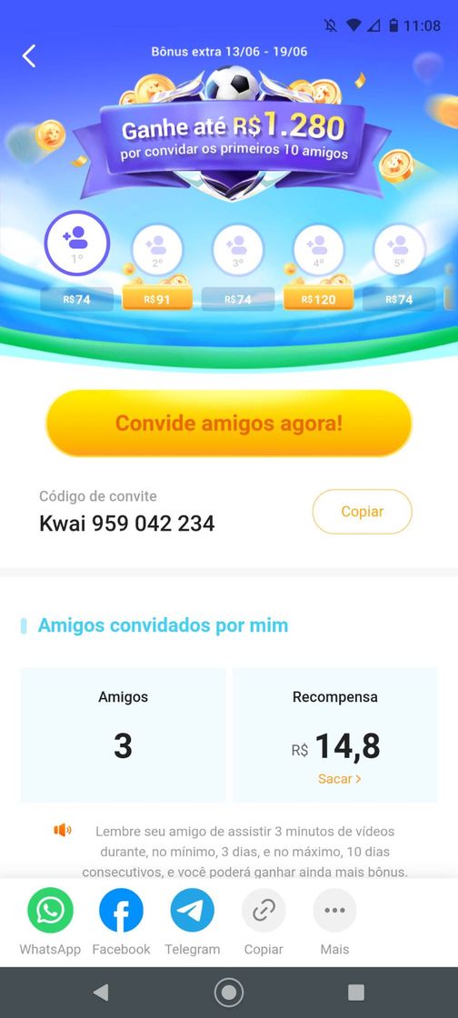 App Ganhe dinheiro com o Kwai