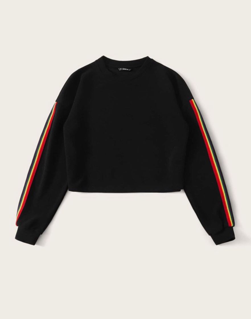 Social Rainbow Striped Tape Side Pullover 
