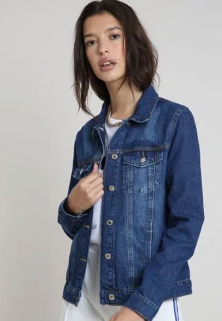 Social Jaqueta-Jeans-Feminina-com-Bolsos-Azul-Escuro-9859544 ...