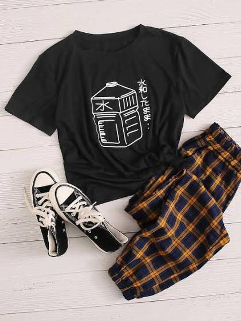 Social Preto Carta ocasional Camiseta,M