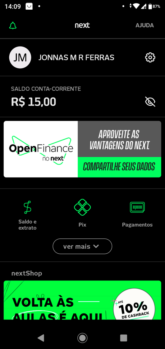 Social Prova de pagamento da recompensa de 15 reais do next 