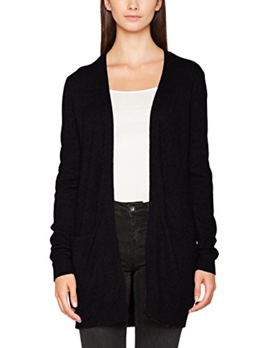 Moda Vila Clothes Viril L/s Open Knit Cardigan-Noos Chaqueta Punto, Negro