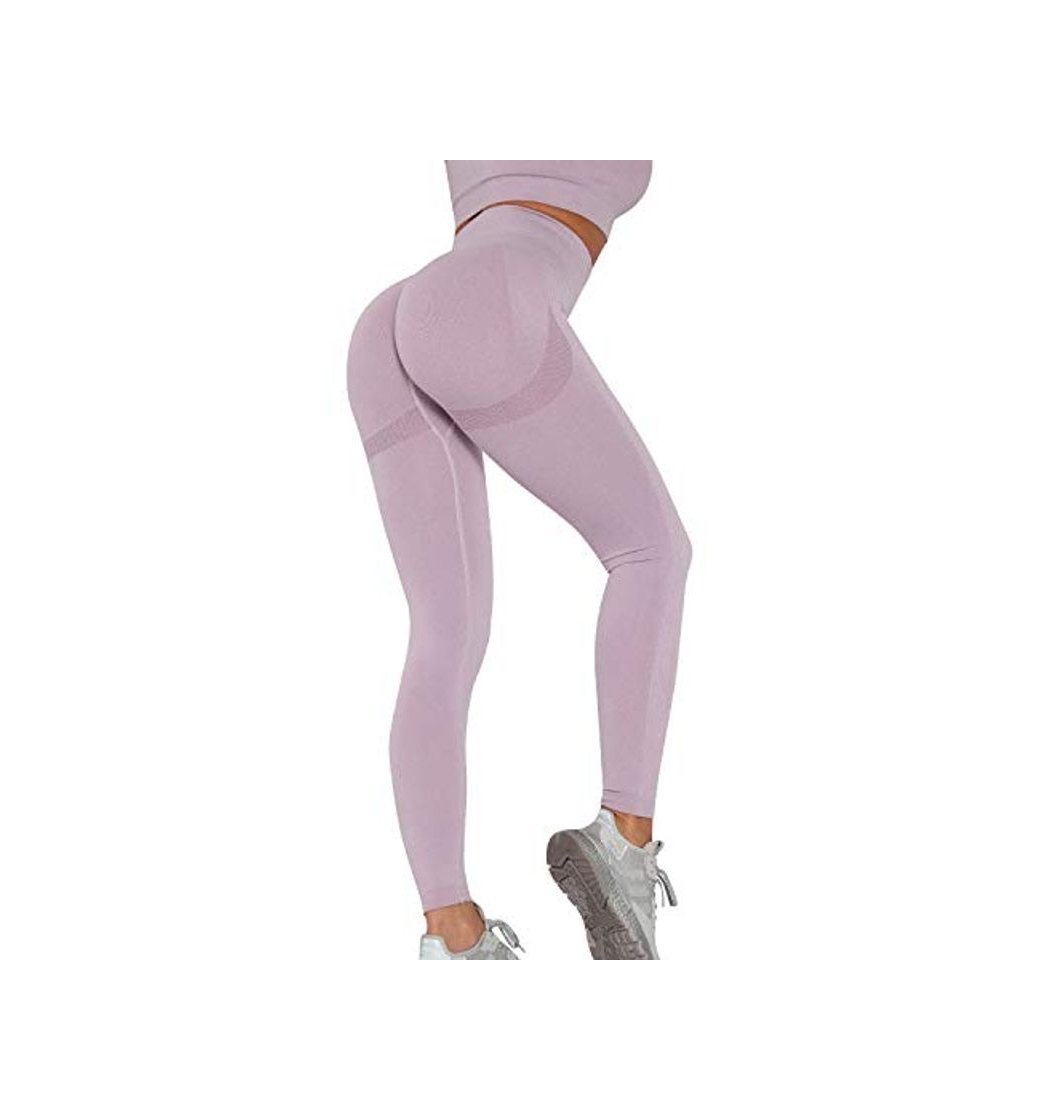 Fashion Voqeen Sexy Pantalones de Yoga de Punto Sin Costuras Mujeres Damas de Cintura Alta Leggings de Gimnasio Booty Scrunch Pantalones de Control de Barriga Gruesos Entrenamiento Correr Medias deportivas