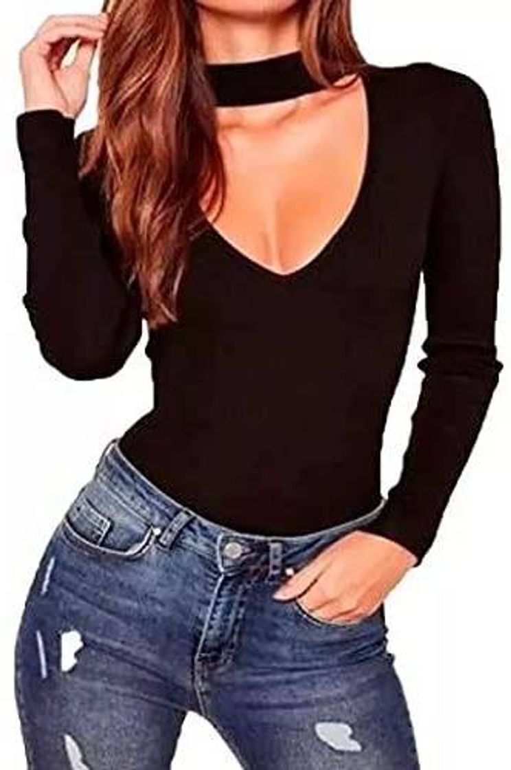 Fashion Blusa feminina chocker