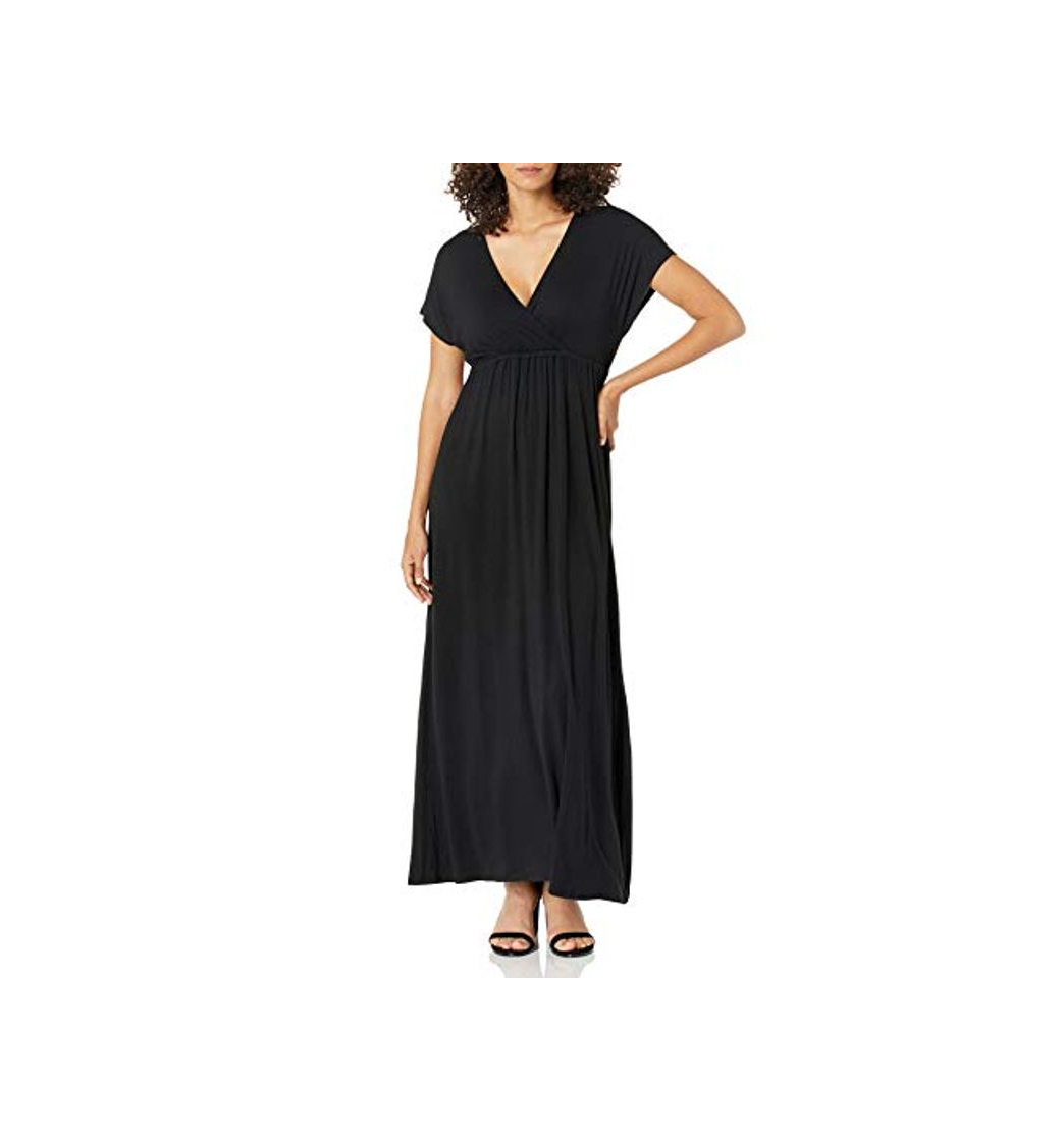 Product Amazon Essentials - Vestido maxi de sobrepelliz para mujer, Negro, US M