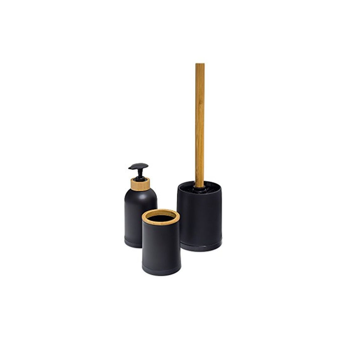 Elemento de la categoría hogar Balvi Set baño Zen Color Negro Conjunto de 3 Piezas Dosificador de