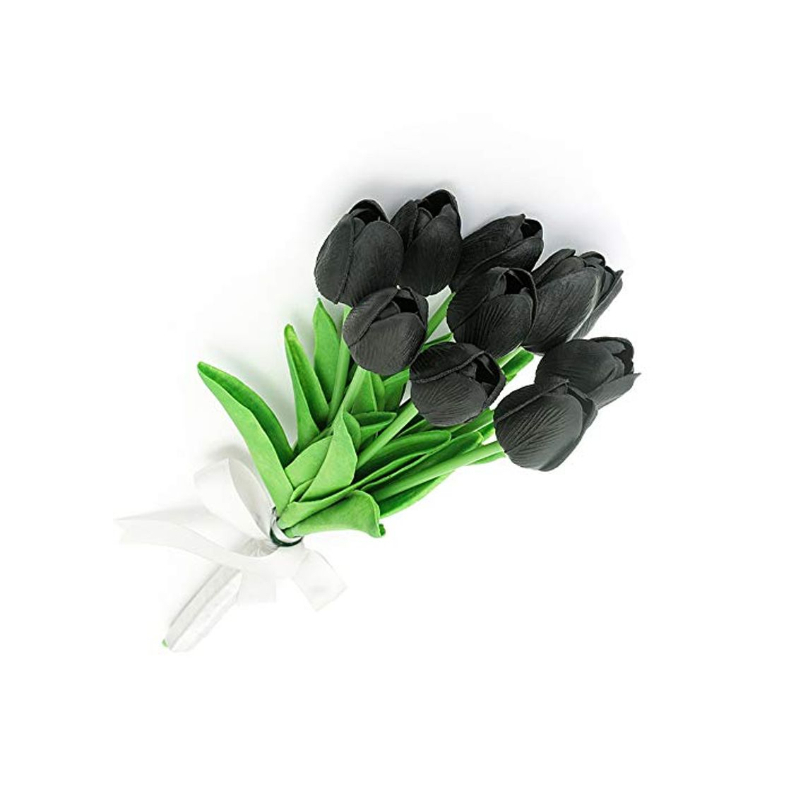 Home JUSTOYOU 10 Piezas Real Touch Artificial Látex Tulipanes Flores Tulipanes Falsos Flores Ramos de Boda para la Boda Decoración del jardín del hogar Negro