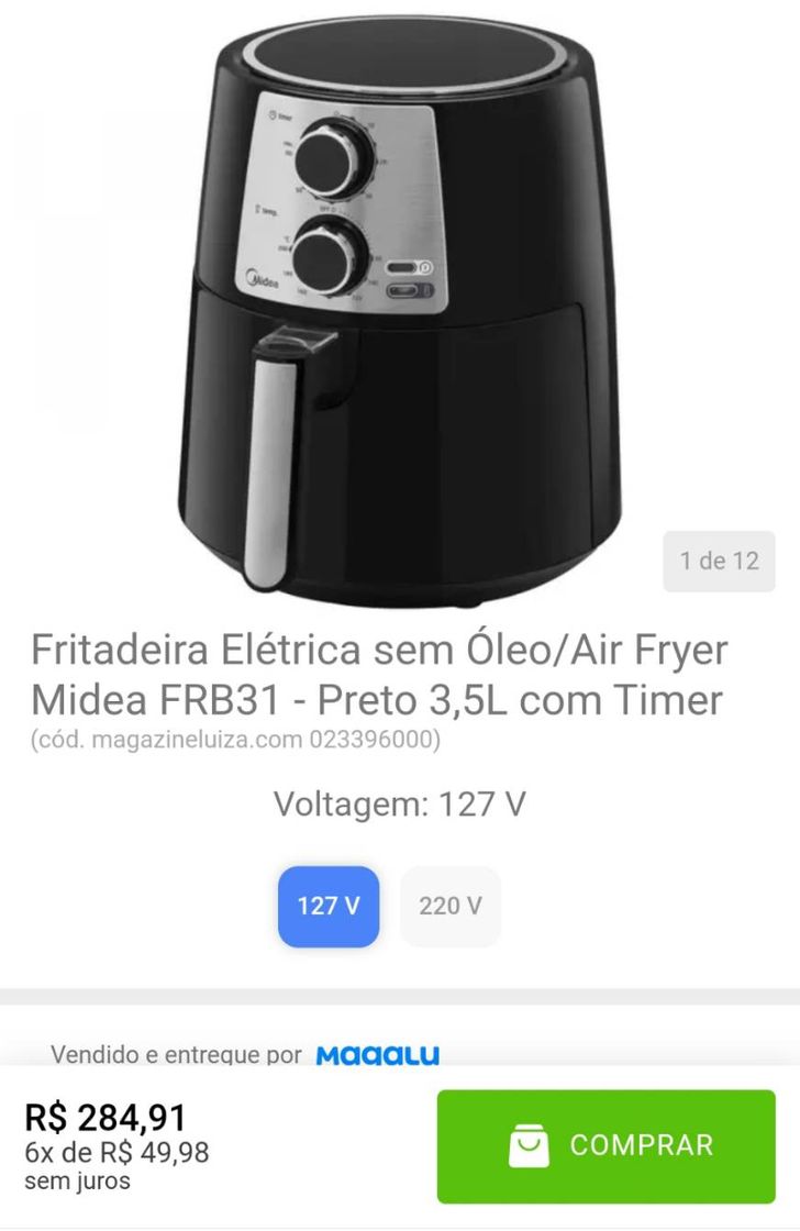 Fashion Fritadeira Elétrica sem Óleo- Preto 3,5L