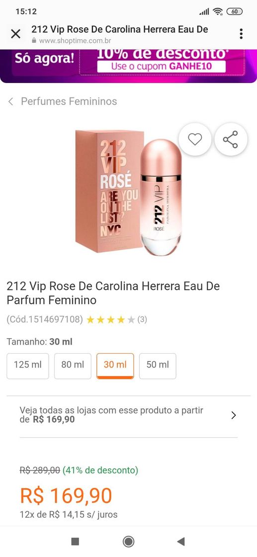 Moda 212 Vip Rose De Carolina Herrera Eau De Parfum Feminino