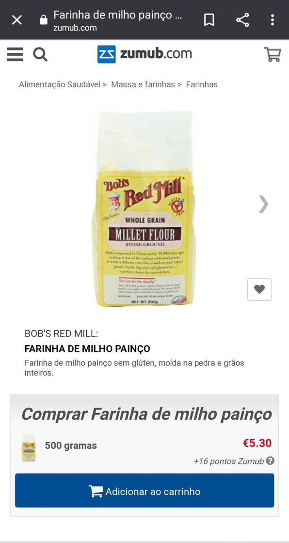 Product Farinha de milho painço Bob's Red Mill na Zumub