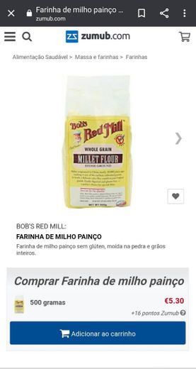 Farinha de milho painço Bob's Red Mill na Zumub