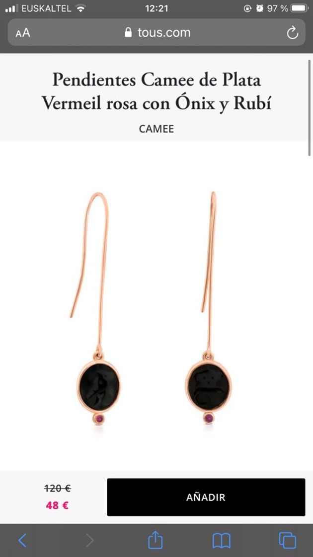 Fashion Pendientes Camee de Plata Vermeil rosa con Ónix y Rubí | TOUS