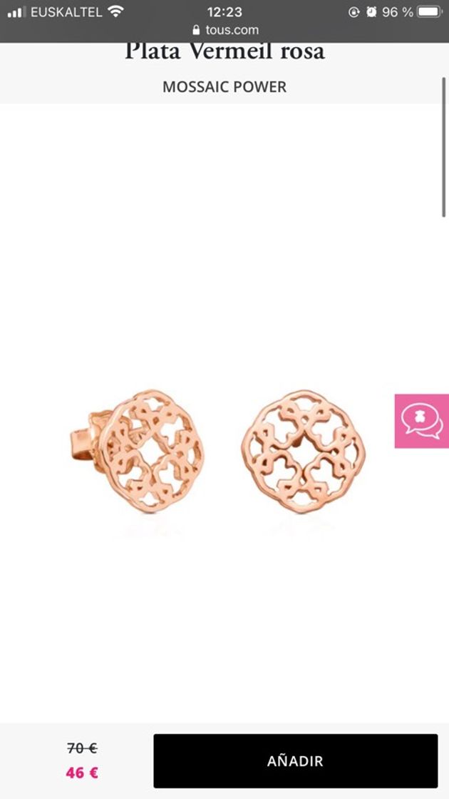 Fashion Pendientes Mossaic Power de Plata Vermeil rosa | TOUS