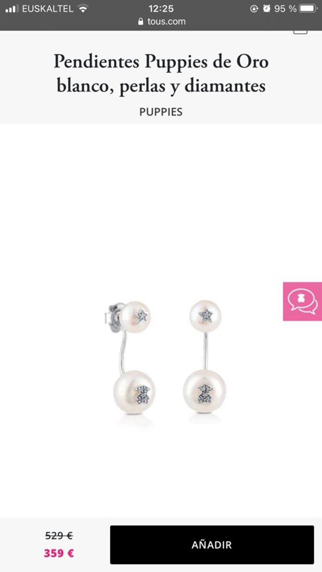 Fashion Pendientes Puppies de Oro blanco, perlas y diamantes | TOUS