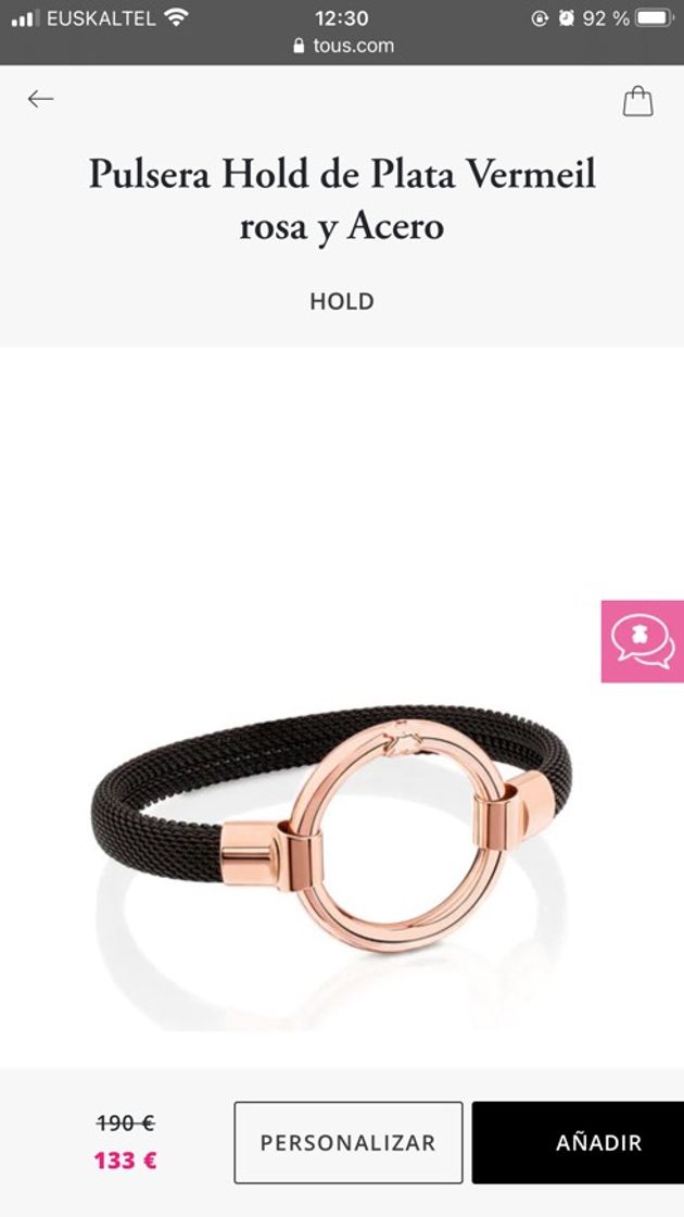 Fashion Pulsera Hold de Plata Vermeil rosa y Acero | TOUS