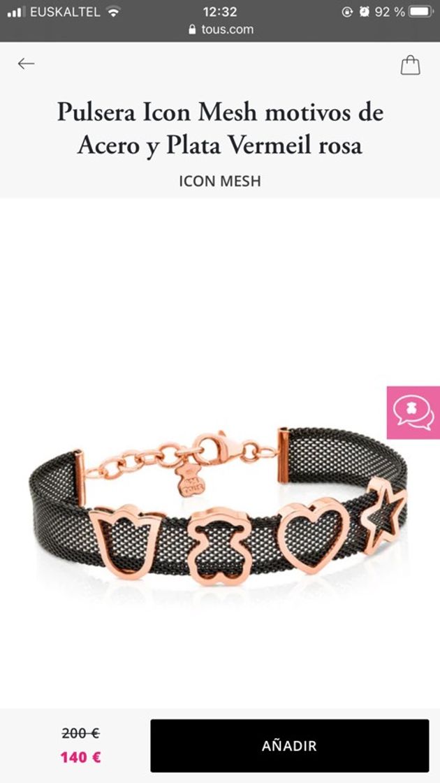 Fashion Pulsera Icon Mesh motivos de Acero y Plata Vermeil rosa - Tous Site ...