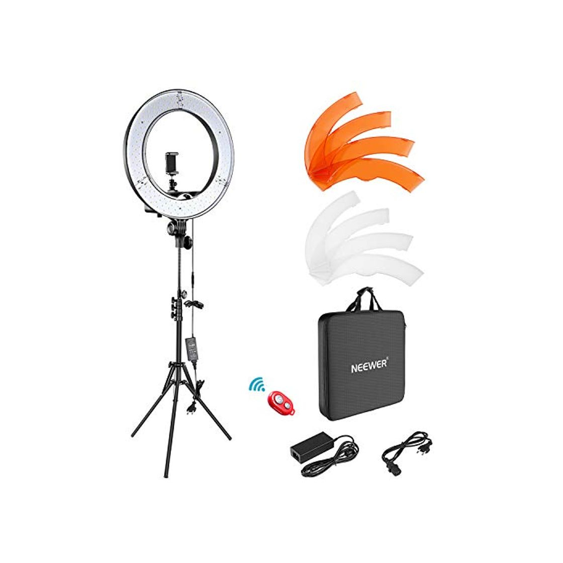 Social Neewer Anillo de Luz LED Regulable Iluminación Kit 48cm Exterior 52W 5500K Soporte de Luz Receptor para Teléfono Inteligente Youtube Autorretrato de Grabación