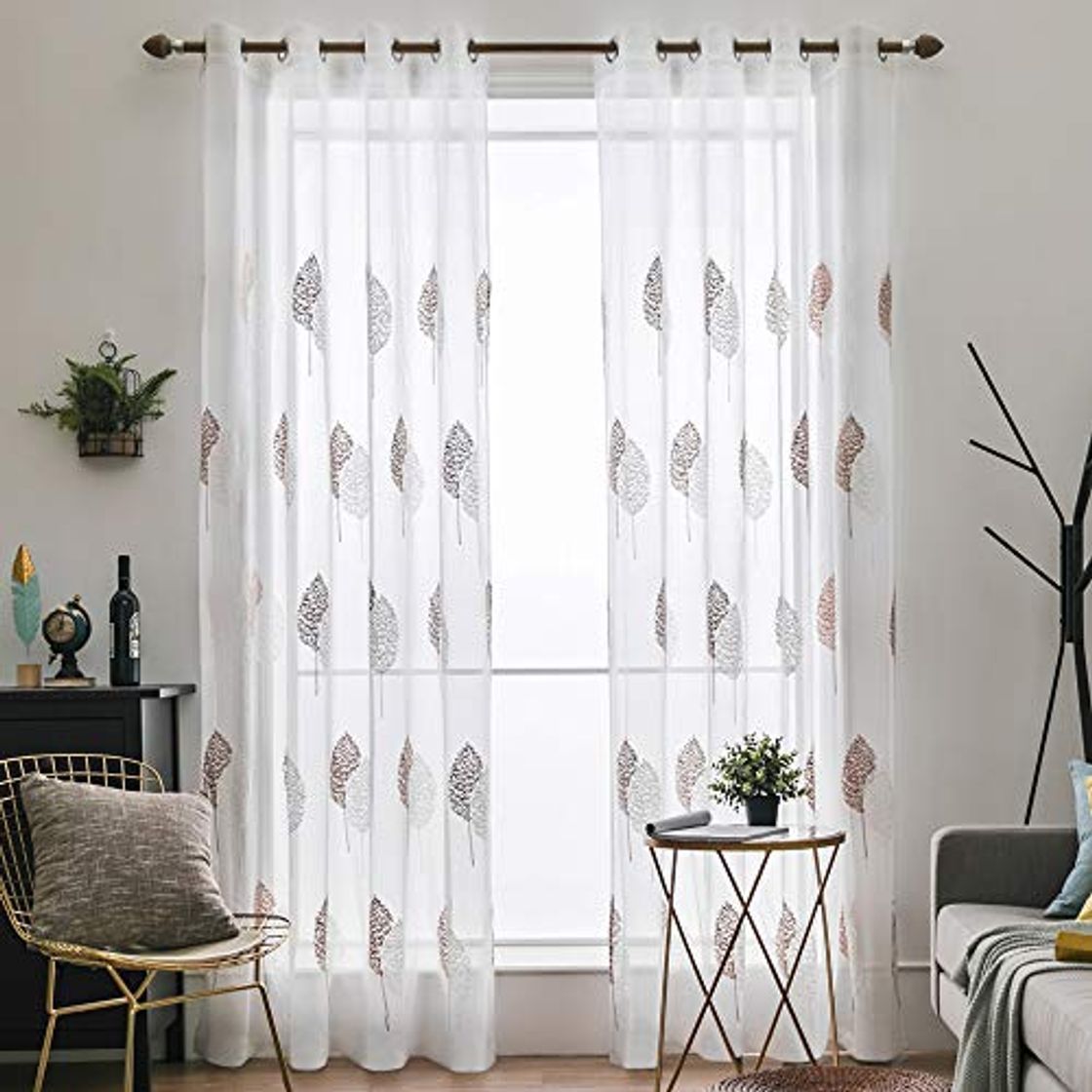 Producto MIULEE 2 Unidades Cortinas Bordado Translucida de Dormitorio Moderno Ventana Visillos Rayas