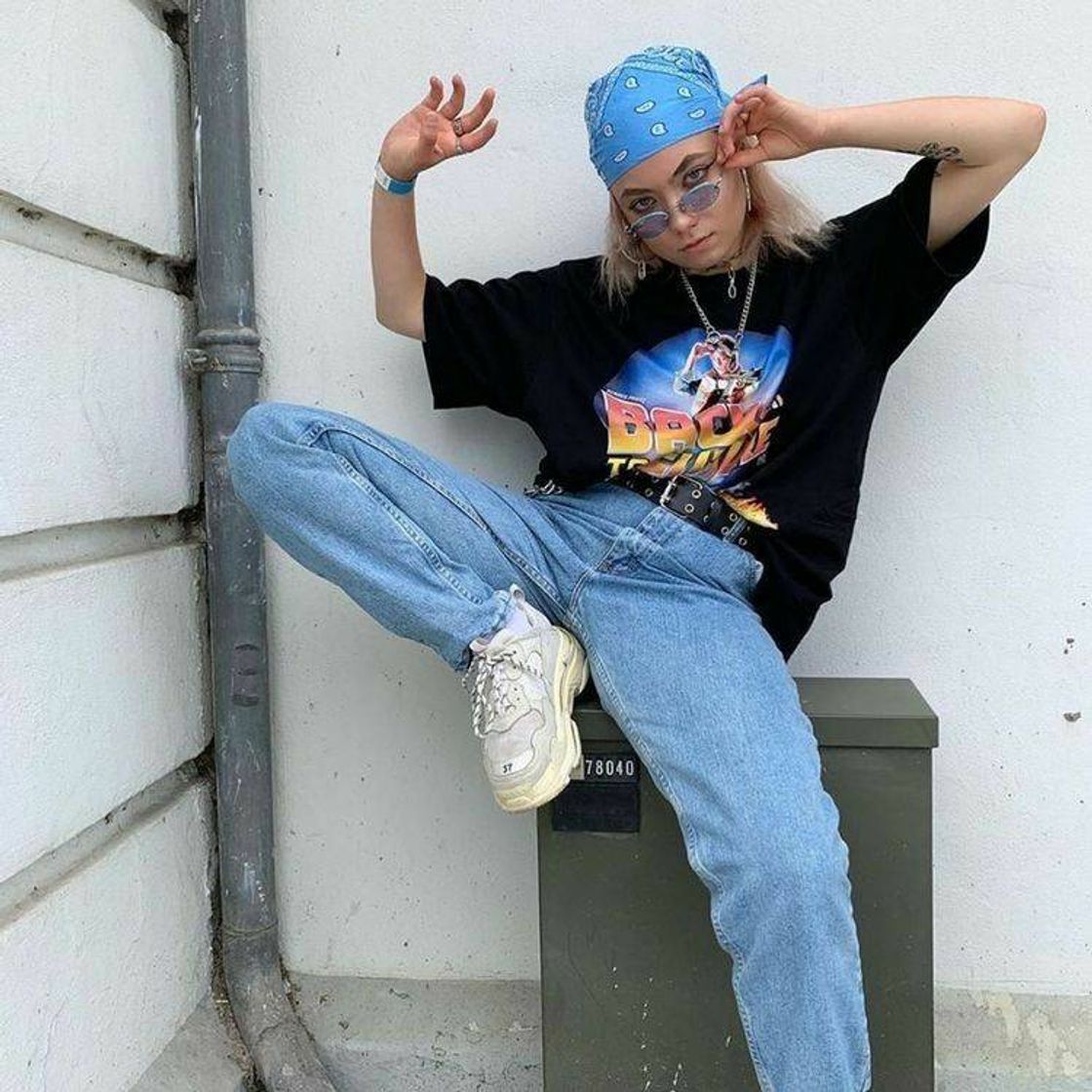 Look Com Bandana Azul