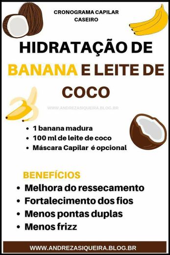 Hidratação sem creme (banana e leite de Coco)