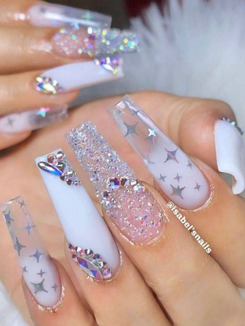 Fashion Unhas transparentes com glitter✨✨