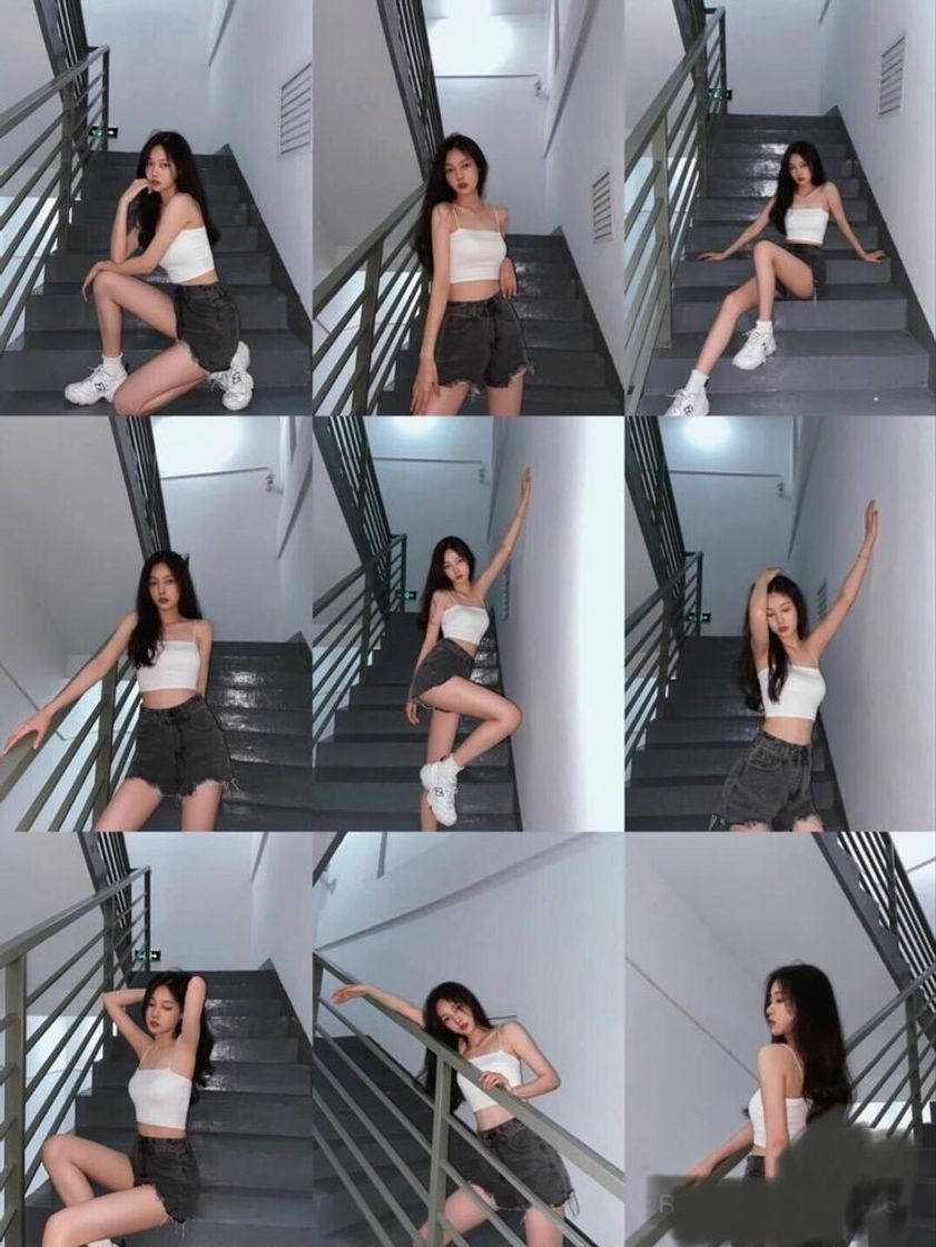 Social poses para foto na escada 