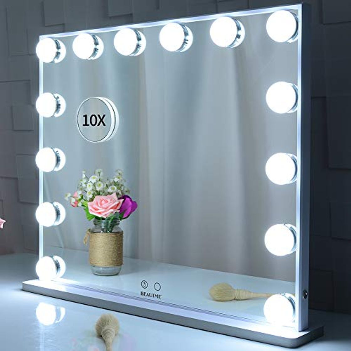 Social BEAUTME Espejo de vanidad iluminado con 14 luces de bombillas LED