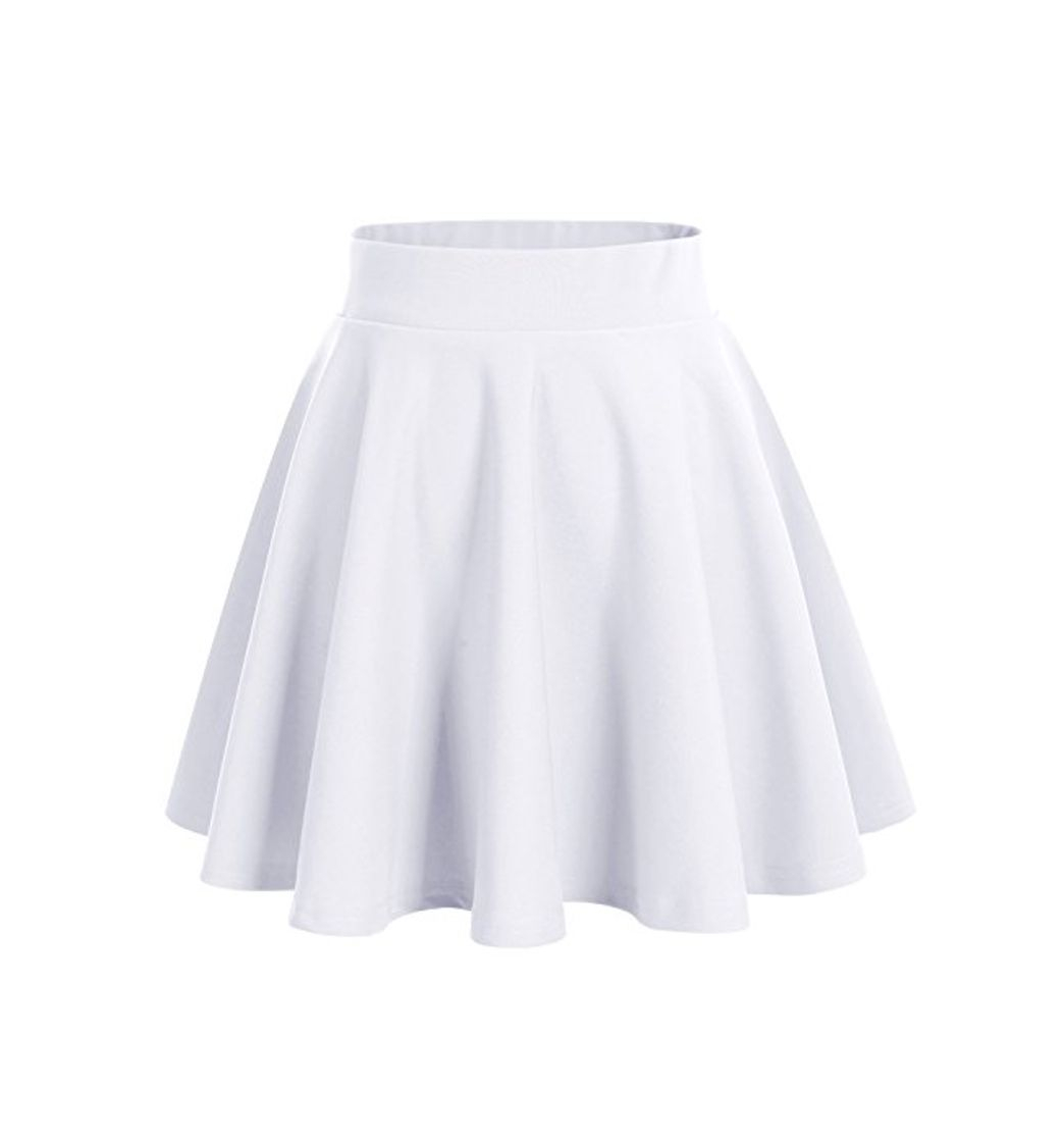 Moda DRESSTELLS Falda Mujer Mini Corto Elástica Plisada Básica Multifuncional White L