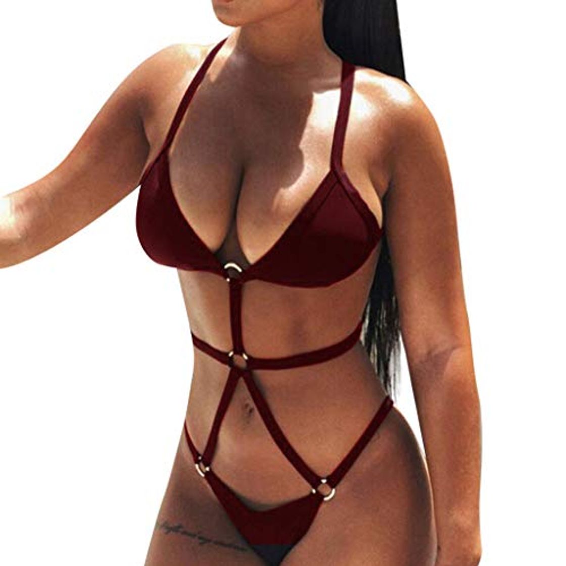 Moda TOPKEAL Traje de Baño de Bikini de Una Pieza Sexy para Mujer 2019 Nueva Conjutos de Bikinis Actrativa Cruzado con Anillo