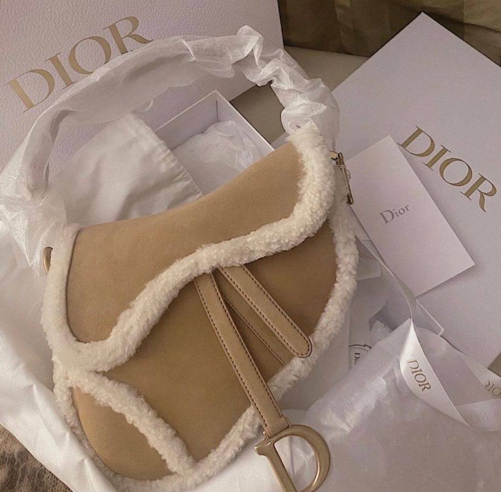 Fashion Dior shearling saddle bag