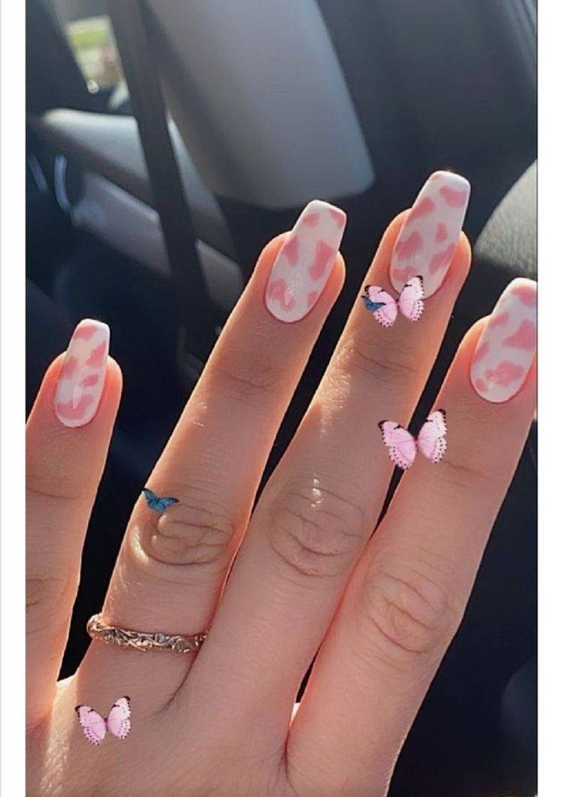 Moda Pink cow nails🍭🖤