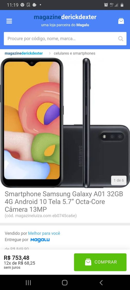 Producto Smartphone Samsung Galaxy A01