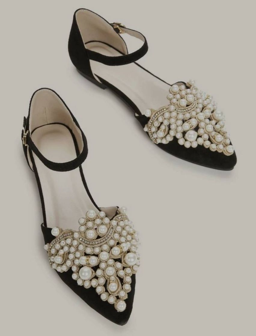 Moda Point Toe Faux Pearl Decor Ankle Strap Flats | SHEIN USA