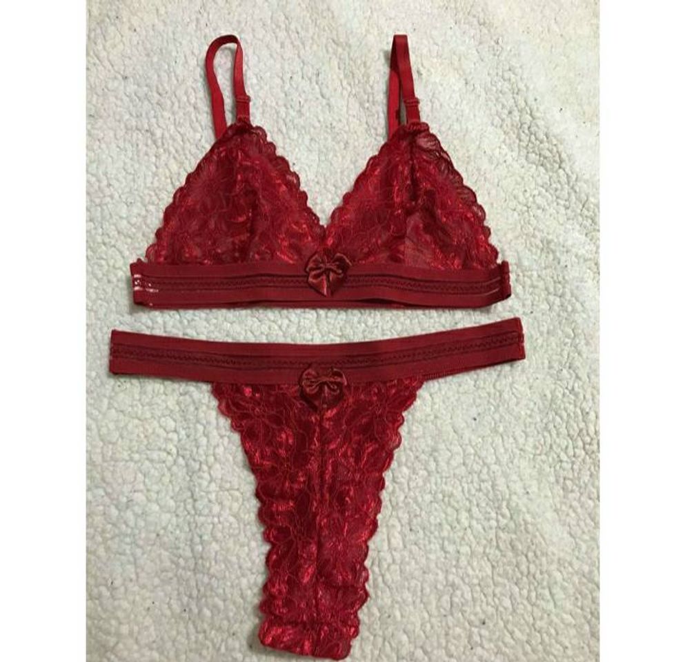 Fashion Conjunto lingerie sem bojo de renda 